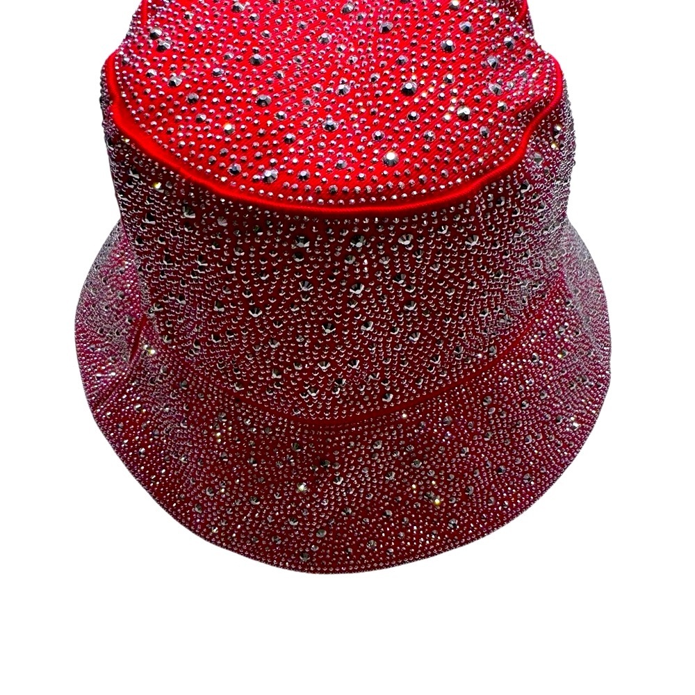 Dazzling Red and Silver Crystals Bucket Hat NWOT - Picture 3 of 8